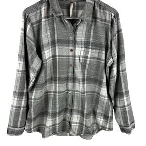 Kuhl Womens Kamila Flannel Shirt XL Gray Plaid Style 8377 Long Sleeve Button Up